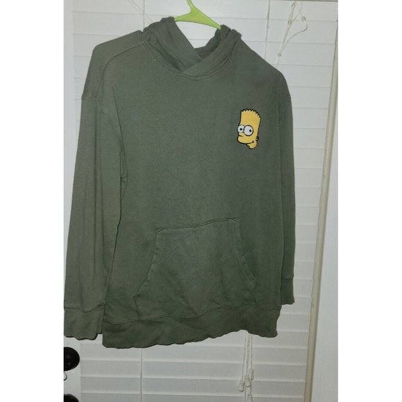 Youth Hooded Sweatshirt BART SIMPSON Old Navy Olive Green LARGE 10/12 - Picture 2 of 9
